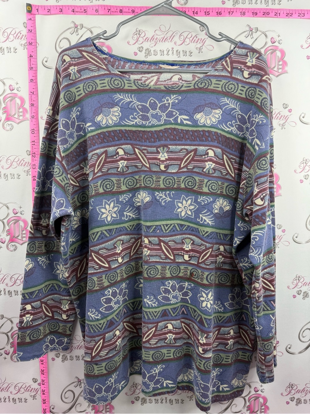 Vintage sweater top long sleeve Aztec Blue Patterned Women’s Long Sleeve Top